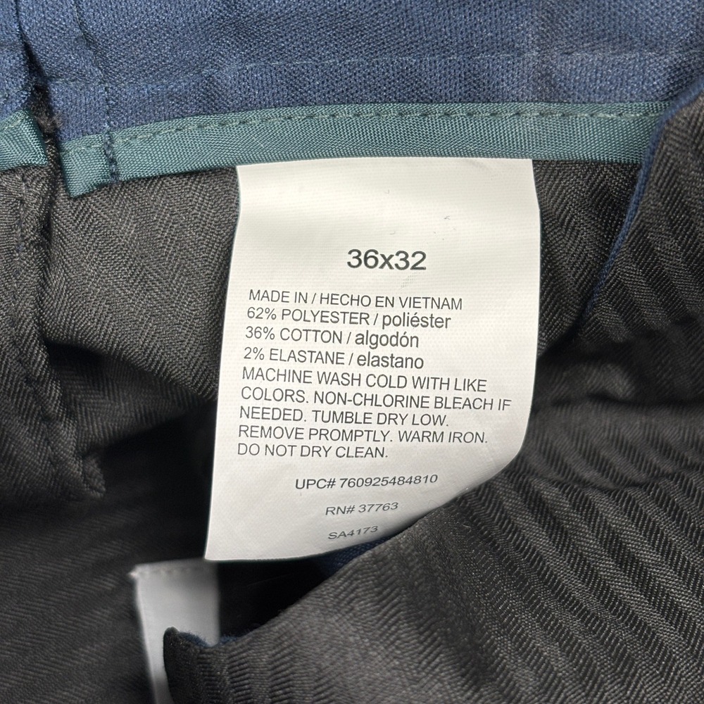 Perry Ellis Portfolio Dress Pants 36x32 Blue Flex Waist Flat‎ Front Stretch - Picture 7 of 11